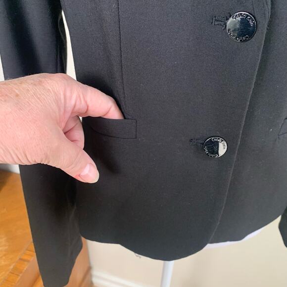Calvin Klein Siz 4 Blazer Jacket Black Career Office Minimalist Capsule Wardrobe - Picture 6 of 13